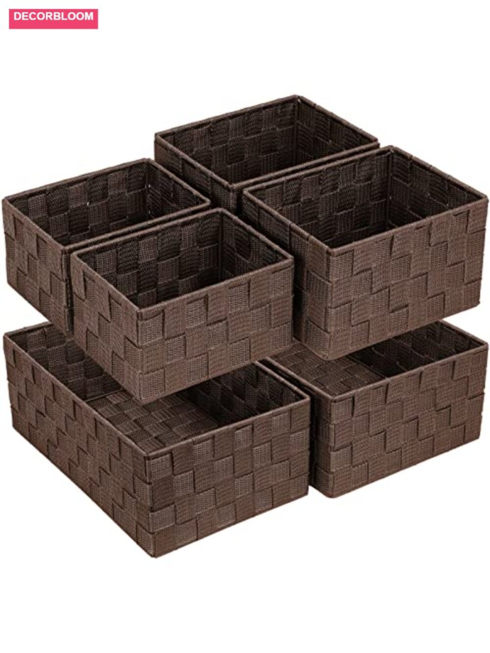 Woven Storage Baskets Set 6 Pack Large Small Cube Bins Organizing